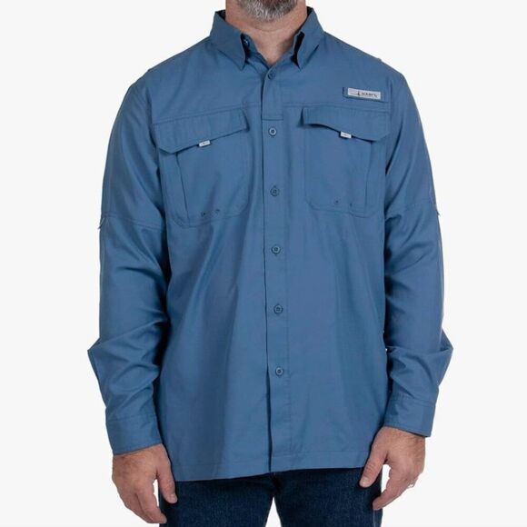 Habit Other - Habit Moonlight Blue Belcoast Long Sleeve River Guide Fishing Shirt Size Large